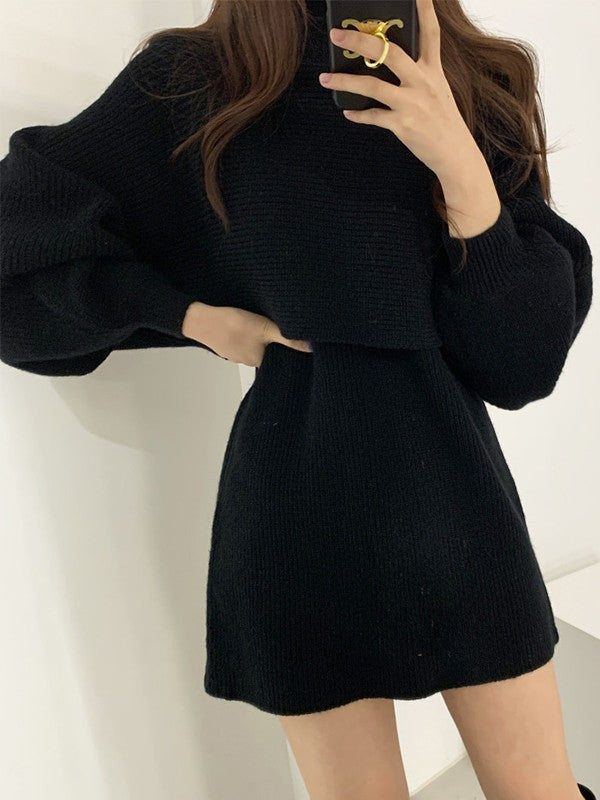 Long Sleeve Crop Top & Sweater Dress Set