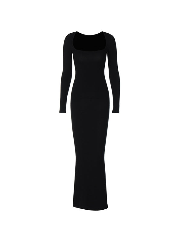 Black Long Sleeve Bodycon Maxi Dress