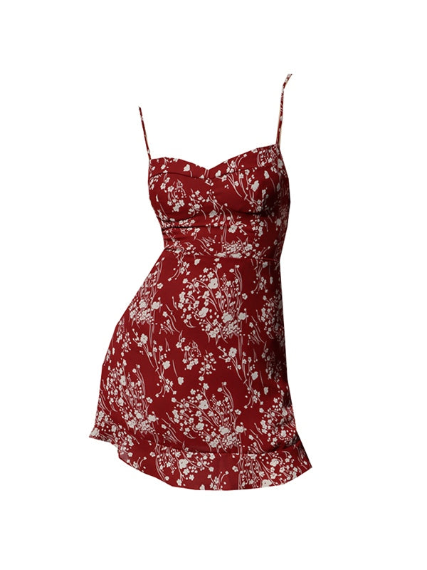 Vintage Ruffle Floral Mini Dress