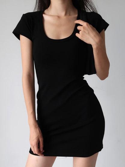 Short Sleeve Stretch Bodycon Mini Dress