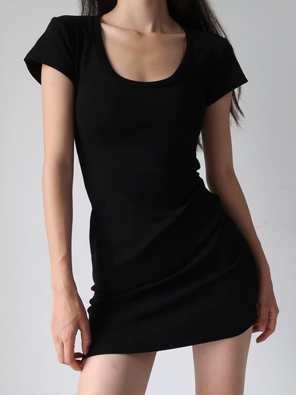 Short Sleeve Stretch Bodycon Mini Dress