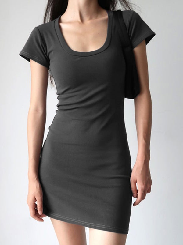 Short Sleeve Stretch Bodycon Mini Dress