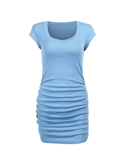 Plain Ruched Bodycon Mini Dress