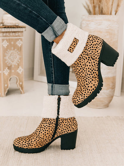 Leopard Chunky Heel Boots