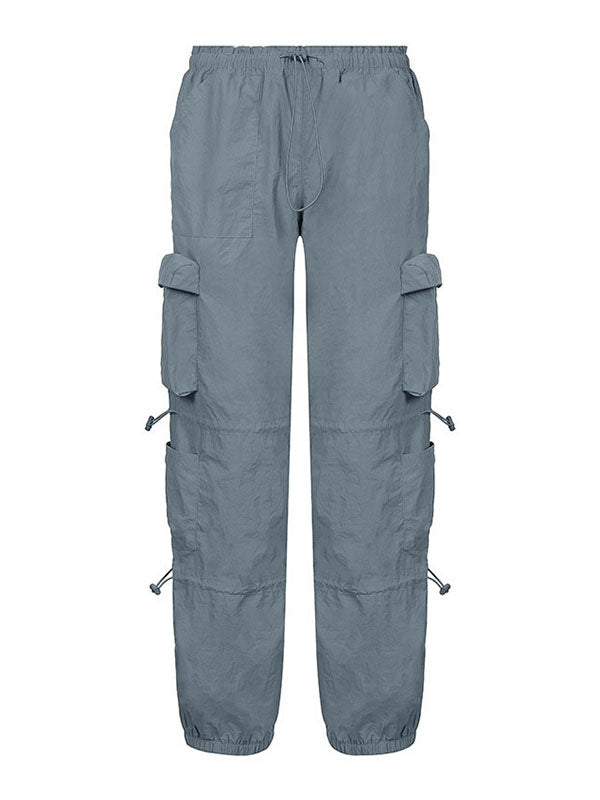 Size Friendly Pocket Drawstring Parachute Cargo Pants