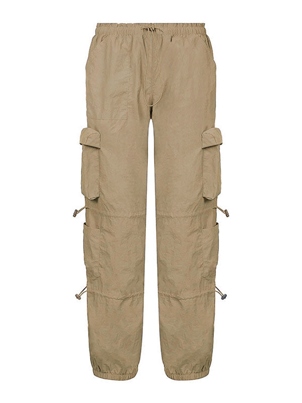 Size Friendly Pocket Drawstring Parachute Cargo Pants