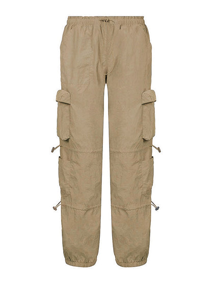 Size Friendly Pocket Drawstring Parachute Cargo Pants