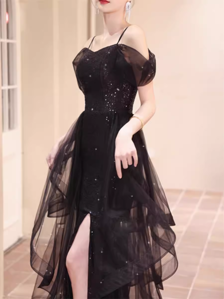 Black A-line Dress  HOT1483