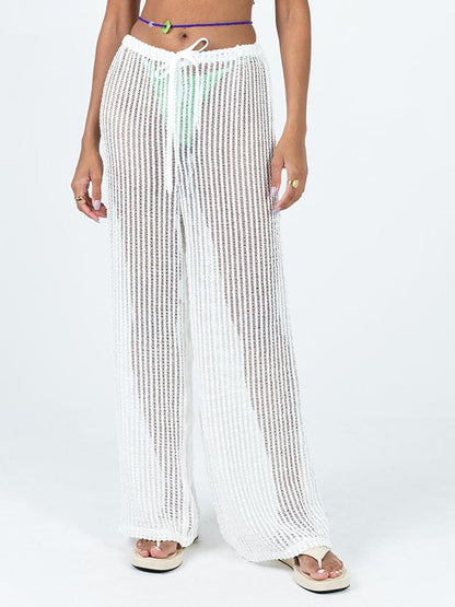 Sheer Knit Wide Leg Pants