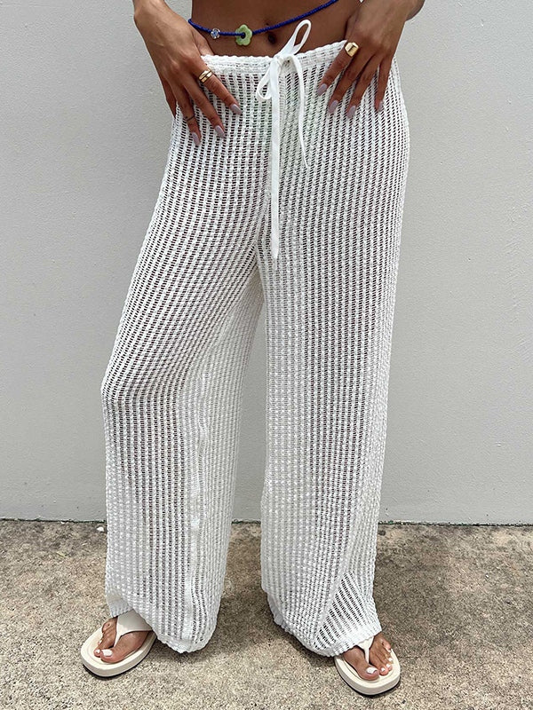 Sheer Knit Wide Leg Pants