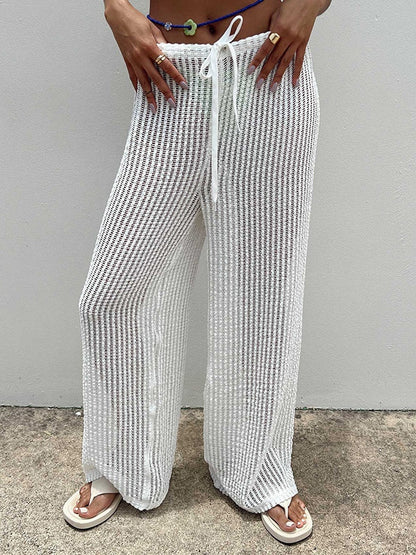 Sheer Knit Wide Leg Pants