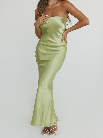 Silk Material Maxi Dresses