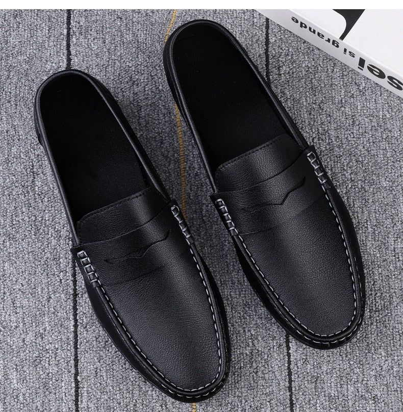 Spring Autumn Mens Casual Leather Loafers Men Loafer Shoes Mocasines Hombre Mocassini White Black Slip-On Big Size