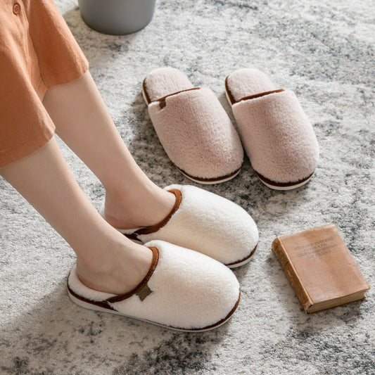 Winter Home Cotton Slippers Warm Shoes Lovely Non-Slip Fur Soft Sole Indoor Bedroom House Women Men Couple Female Slides