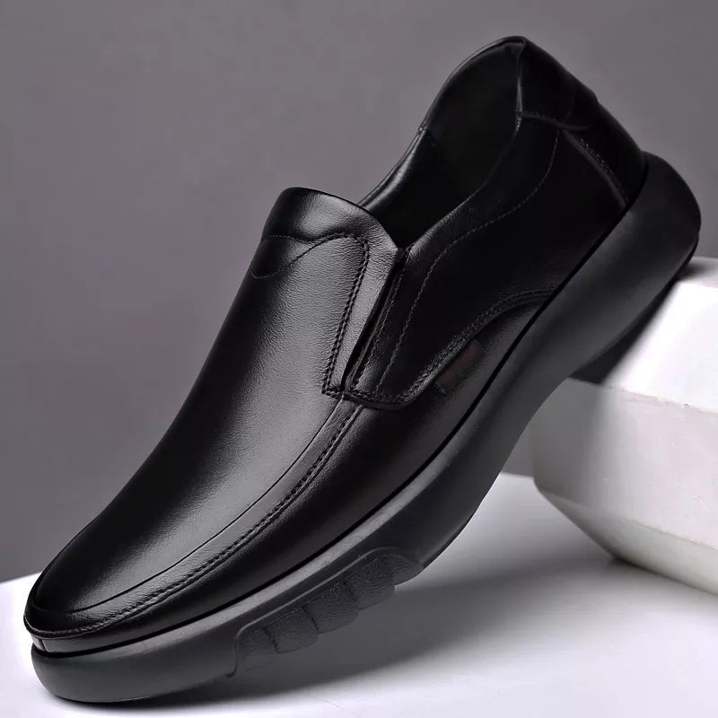 Men's Genuine Leather+Microfiber Leathe shoes 38-47 Soft Anti-slip Rubber Loafers Man Casual Leather Shoes