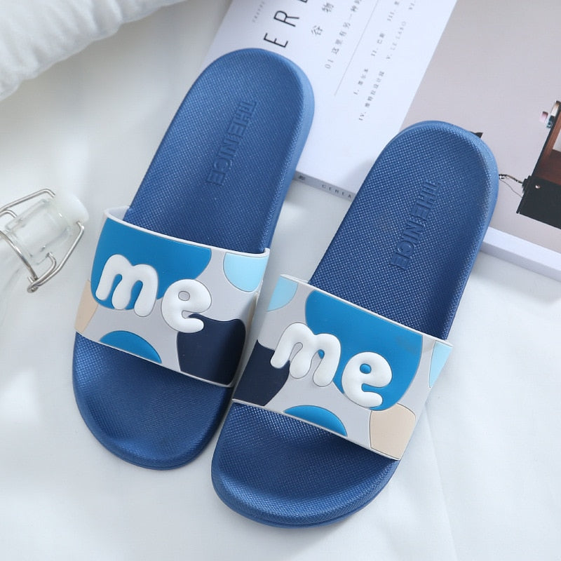 Summer Slippers Cute Slides Women Men Non-Slip Thick Soft Sole Flip Flops Bathroom Home Couple Female Beach Pool Shoes Sandals