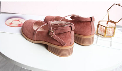 Women's Shoes Japanese Retro Mary Jane Literature Soft Girl Student Buckle Mid Heel 3cm Gentle Wind Fairy Ballet Genuine Leather