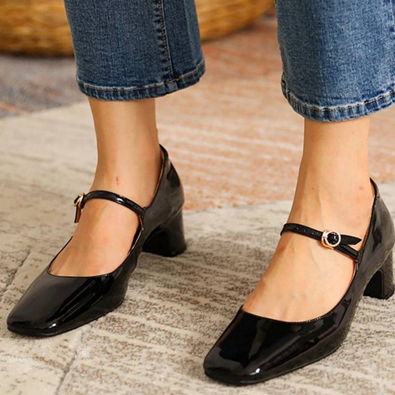 Fashion Women's Shoes Mary Jane Style Ladies Shoes Low Heel Shallow Mouth Round Toe Solid Color Women's Shoes Party Shoes