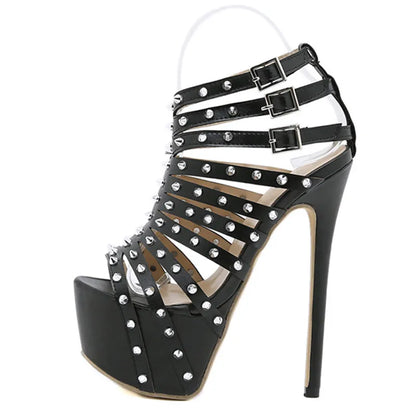 New Summer Platform High Heels Sandals Women Sexy Peep Toe Pumps Fashion Rivet Decoration Ladies Party Pole Dance Shoes