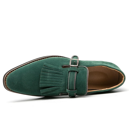 High Quality Mens Tassel Loafers Formal Slip On Men Green Leather Shoes Luxury Suede Loafers Men Oxfords Shoes chaussure homme