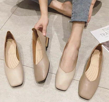 New Spring Flats Shoes Women Wooden Low Heel Ballet Square Toe Shallow Brand Shoe Slip On Loafer zapatos de mujer big size 36-41