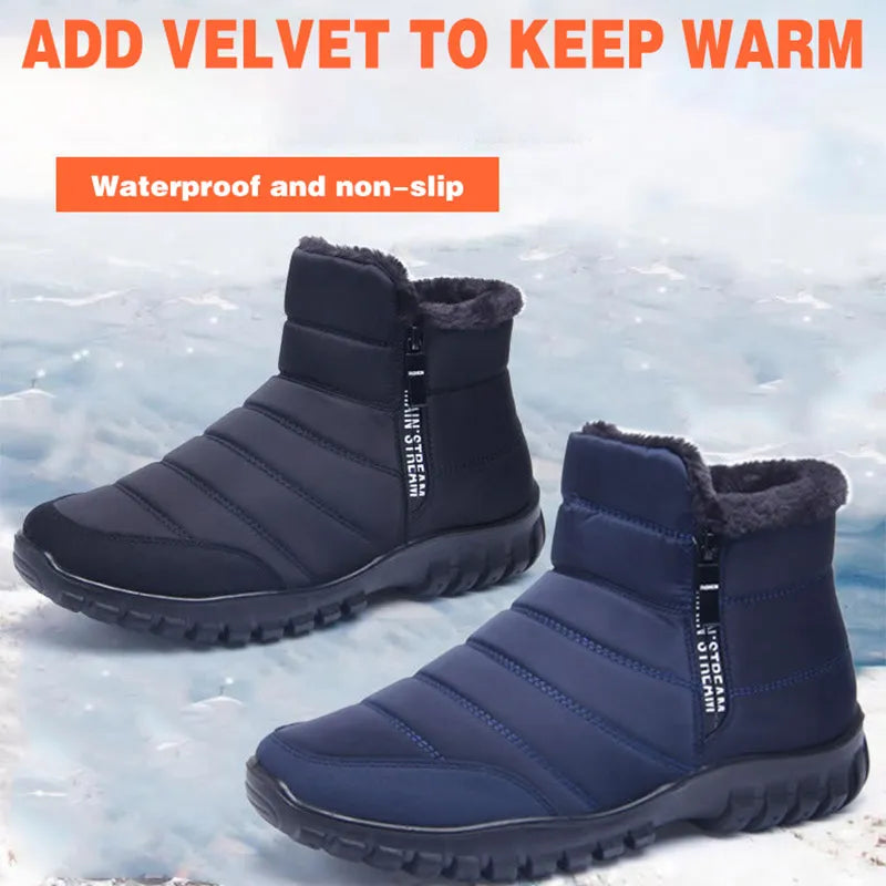 Winter Men Ankle Snow Boots Waterproof Non Slip Shoes for Men Casual Keep Warm Plush Plus Size Couple Footwear