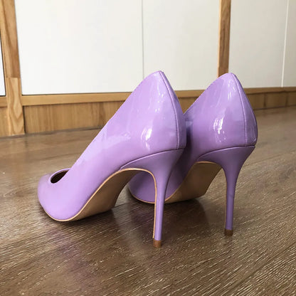 Futurecen Classic Design Women Pointed Toe High Heel Shoes Elegant OL Ladies Fashion Slip on Pumps Chic Stilettos Light Purple