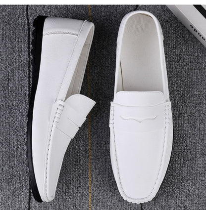 Spring Autumn Mens Casual Leather Loafers Men Loafer Shoes Mocasines Hombre Mocassini White Black Slip-On Big Size