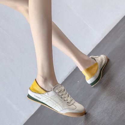 Spring/Autumn Women's Shoes Soft Sole Comfortable Shallow Mouth Flats Shoes Two Wear Soft Leather White Shoes Women