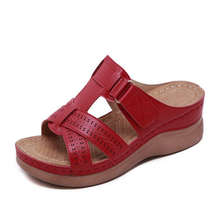 Women's Sandals Summer Wedges Shoes Open Toe Slip On Comfy Slippers Solid Color Buckle Beach Sandals for Women