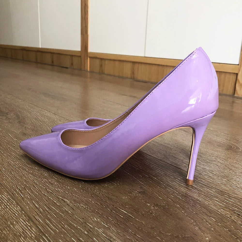 Futurecen Classic Design Women Pointed Toe High Heel Shoes Elegant OL Ladies Fashion Slip on Pumps Chic Stilettos Light Purple