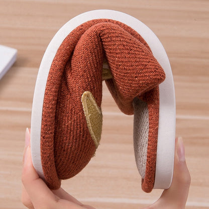 Women Winter Plush Slippers Warm Lovely Shoes Female Soft Thin Sole Flats Cartoon Dinosaur Indoor Bedroom Home Couple Slippers