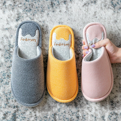 Winter Home Cotton Slippers Women Men Warm Fur Shoes Comfortable Non-slip Soft Sole Indoor Bedroom House Couples Furry Slides