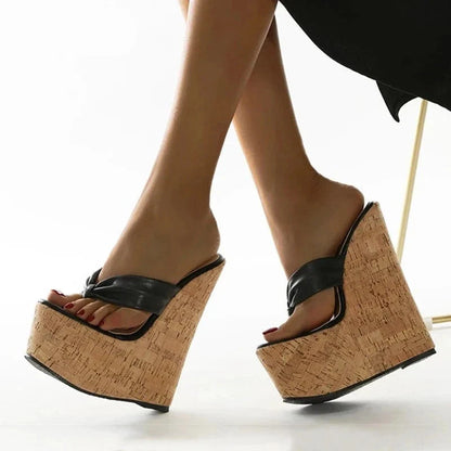 binfenxie 2024 New Sexy Super 18CM High Heels Platform Wedges Pinch Slippers Women Sandals Mules Shoes Size 35-42