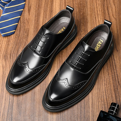 Height Increasing Men Brogues Elevator Shoes Increased Mens Business Formal Shoes Fashion Youth Men's Suit Wedding Oxfords