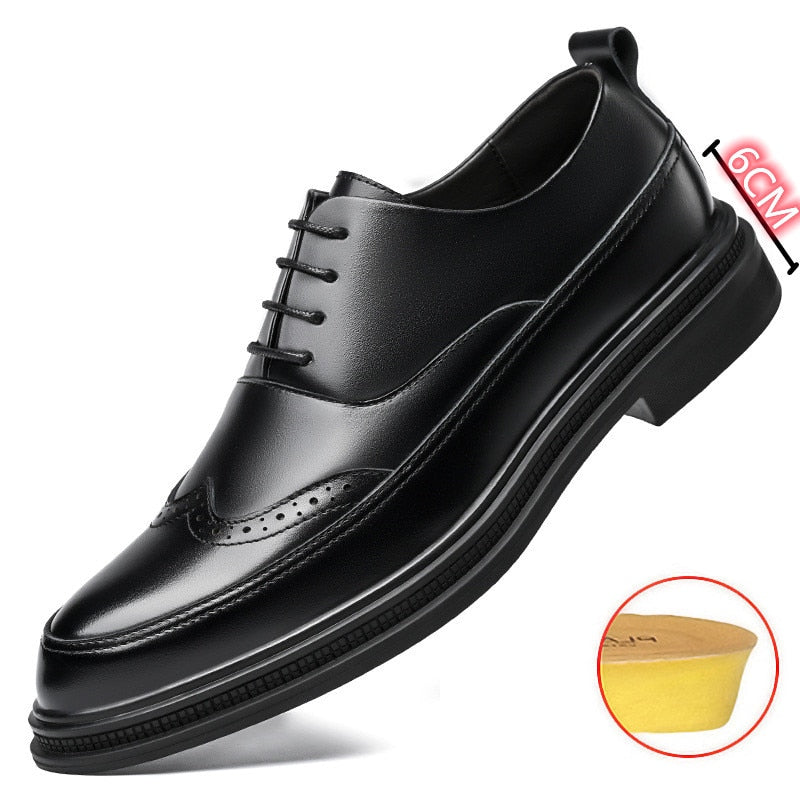 Height Increasing Men Brogues Elevator Shoes Increased Mens Business Formal Shoes Fashion Youth Men's Suit Wedding Oxfords