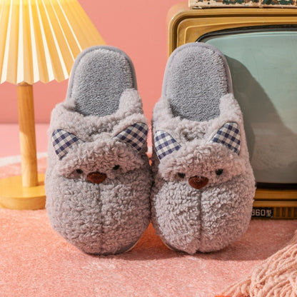 Winter Home Cotton Warm Rabbit Slippers Women Men Cute Shoes Non-slip Soft Sole Indoor Bedroom House Female Couples Furry Slides