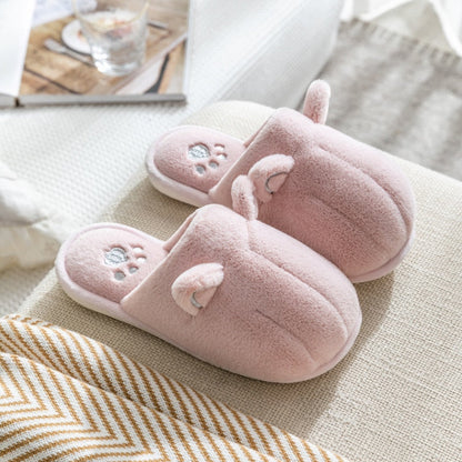 Winter Warm Home Women Fur Slippers Cute Lovely Non-slip Shoes Soft Indoor Bedroom House Slippers Men Lovers Couple Floor Shoes