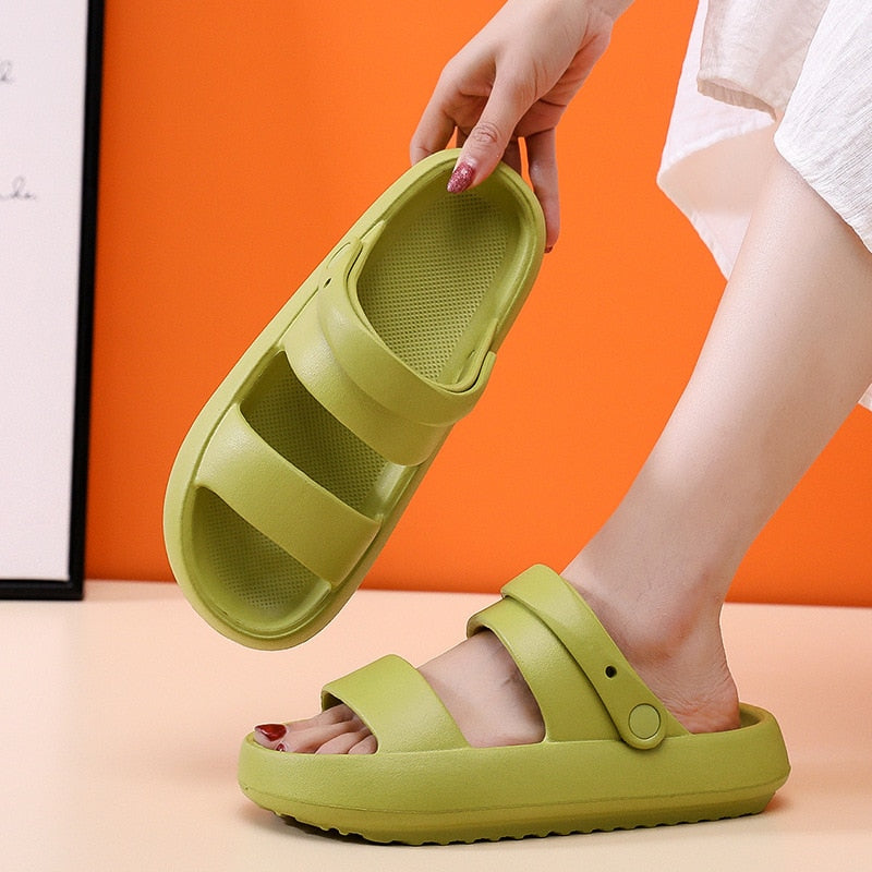 Women Summer Thick Platform Slippers Beach Eva Flip Flops Soft Sole Slide Sandals Leisure Men Ladies Indoor Bath Anti-slip Shoes