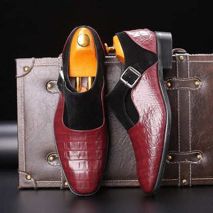 Men's Business Dress Shoes Crocodile Grain Leather Office Shoes Mens Buckle Casual Wedding Shoes Fashion Men Flats Plus Size