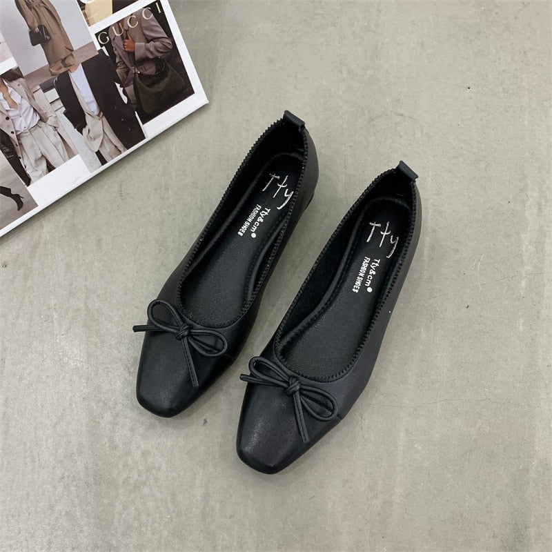 Brand New Flats Shoes Women Low Heel Ballet Square Toe Shallow Shoe Slip On Loafer Round Toe Ballet Flat Shoes zapatos