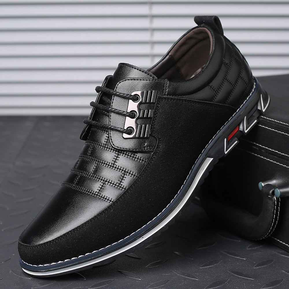 Men Casual Shoes Fashion Brand Classic Casual Men Pu Leather Shoes Black Hot Sale Breathable Business Lace-Up Men Shoes Big Size