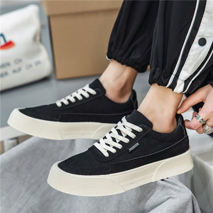 Hot Black Classic Casual Men Canvas Shoes Streetwear Platform Harajuku Shoes Men Fashion Breathable Low Sneakers