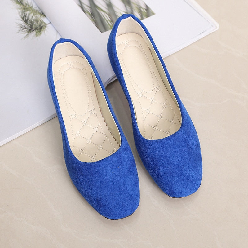 Spirng Women Flats Square Toe Ladies Ballet Shoes Casual Flat Office Work Shoes Candy Color Women Loafers Female Boat Shoes