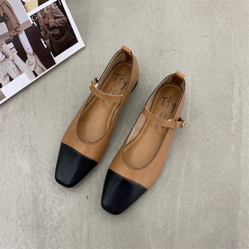 Brand New Flats Shoes Women Low Heel Ballet Square Toe Shallow Shoe Slip On Loafer Round Toe Ballet Flat Shoes zapatos