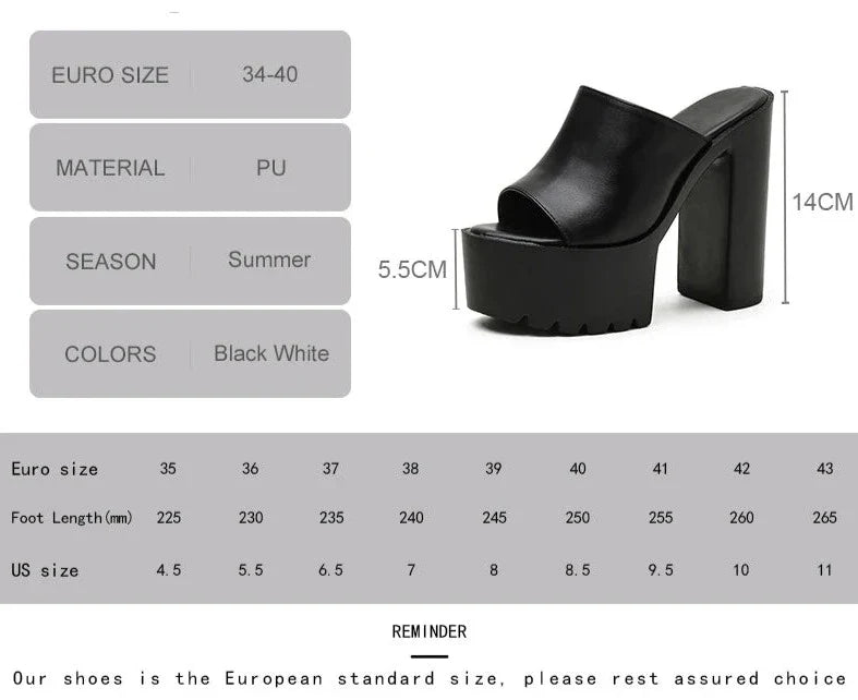 binfenxie   Square Heel Platform Mules Women Outdoor Slippers Peep Toe Slip On Sandals Shoes Slingbacks Black White Great Quality