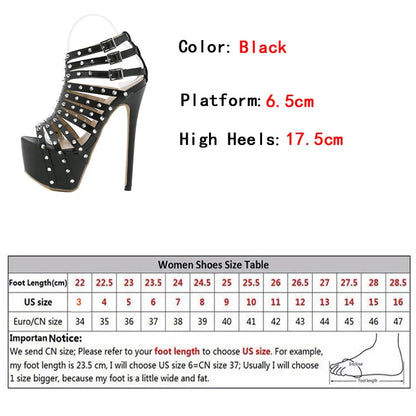 New Summer Platform High Heels Sandals Women Sexy Peep Toe Pumps Fashion Rivet Decoration Ladies Party Pole Dance Shoes