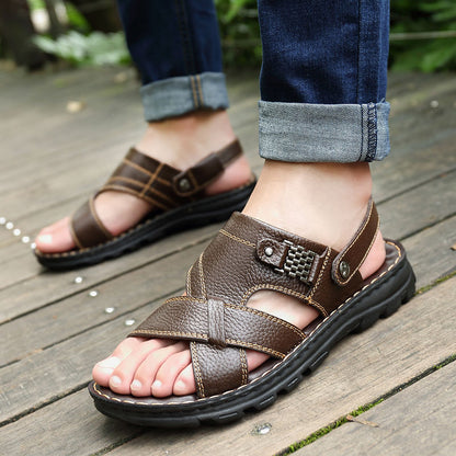 Men Genuine Leather Sandals Shoes Sale Waterproof Slip On Casual Cow Leather Male Soft Men's Sandals Sole Summer Slippers