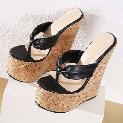 binfenxie 2024 New Sexy Super 18CM High Heels Platform Wedges Pinch Slippers Women Sandals Mules Shoes Size 35-42