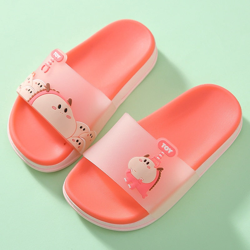 Summer Women Slippers Cute Lovely Animal Floor Flat Shoes Colorful Indoor Flip Flops Non-Slip Bathroom Home Female Beach Slides